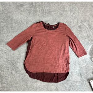 Scotch & Soda Crew Neck High Low Top 3/4 Sleeve Zip Back Colorblock Size 3